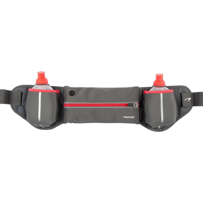 Avento Hardloopriem met 2 Drinkflessen - Addy - Grijs/Fluorroze
