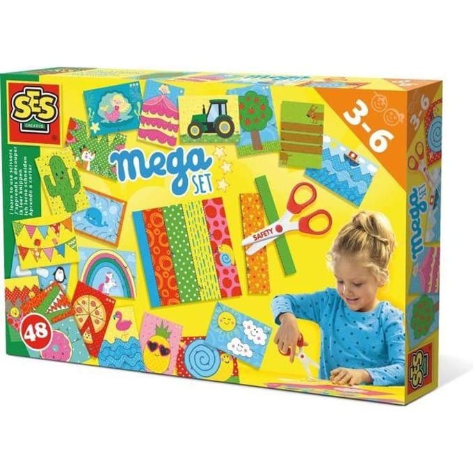 SES Creative Ik Leer Knippen - Mega Set - Vanaf 3 Jaar - 48 Vellen met Kinderschaar - Schoencadeautjes Sinterklaas