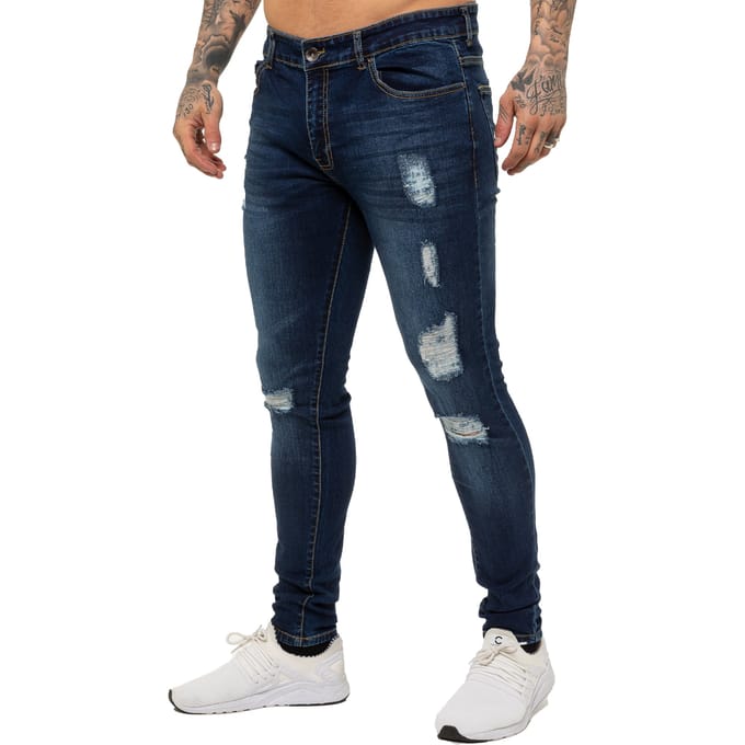 Enzo heren skinny gescheurde jeans