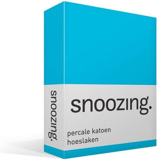 Snoozing - Hoeslaken  - Eenpersoons - 90x220 cm - Percale katoen - Turquoise