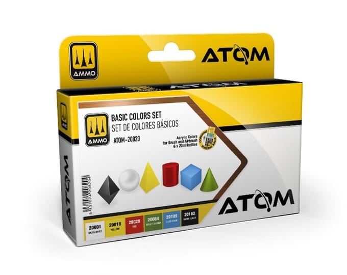 AMMO by Mig Jimenez Hobbyverf Acrylverf - MIG 20820 ATOM - Basiskleuren Set - Acryl Set 6x20ml Verf set - 6x 20 ml