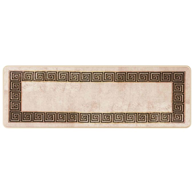 vidaXL - Tapijt - Runner - MARSA - Beige - en - Zwart - 50 - x - 150 - cm - Polyester - en - PVC