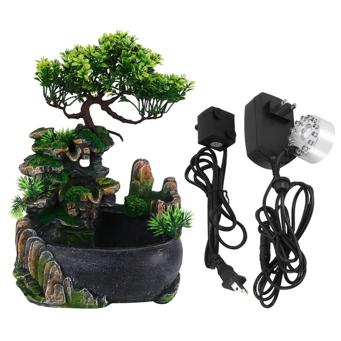 Vernevelende desktopfontein waterval luchtbevochtiger voor kantoor- en thuisbureaudecoratie US Plug 110V black