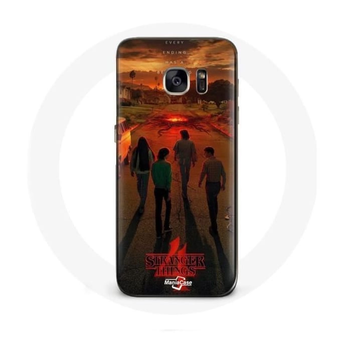 Coque pour Samsung Galaxy S7 Stranger Things Saison 4 Affiche Art Equipages de la Nouvelle Théorie