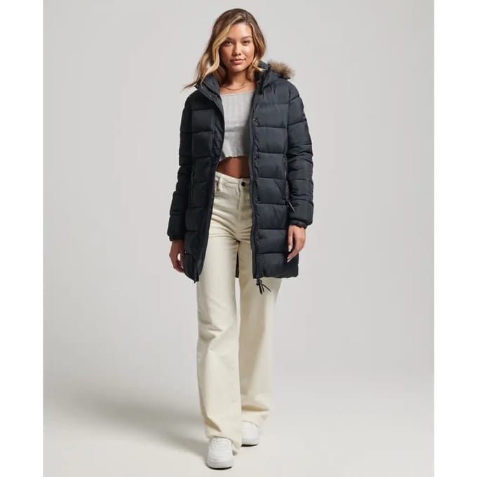 Halflange jas met capuchon voor dames Superdry