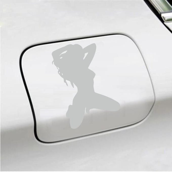 Bumpersticker - Dame - 14 X 10 - Licht Grijs