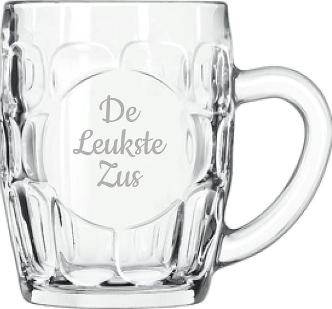 Gegraveerde Bierpul 55cl De Leukste Zus