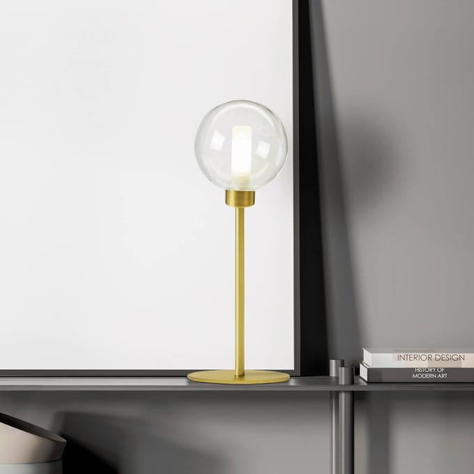 miloox by Sforzin Dom tafellamp, 1-lamp, helder/goud, hoogte 48,5 cm, glas