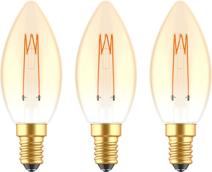 Proventa LED Filament lamp E14 - ⌀ 35 mm - Dimbaar - Warm wit - 3 x Vintage LED kaarslamp