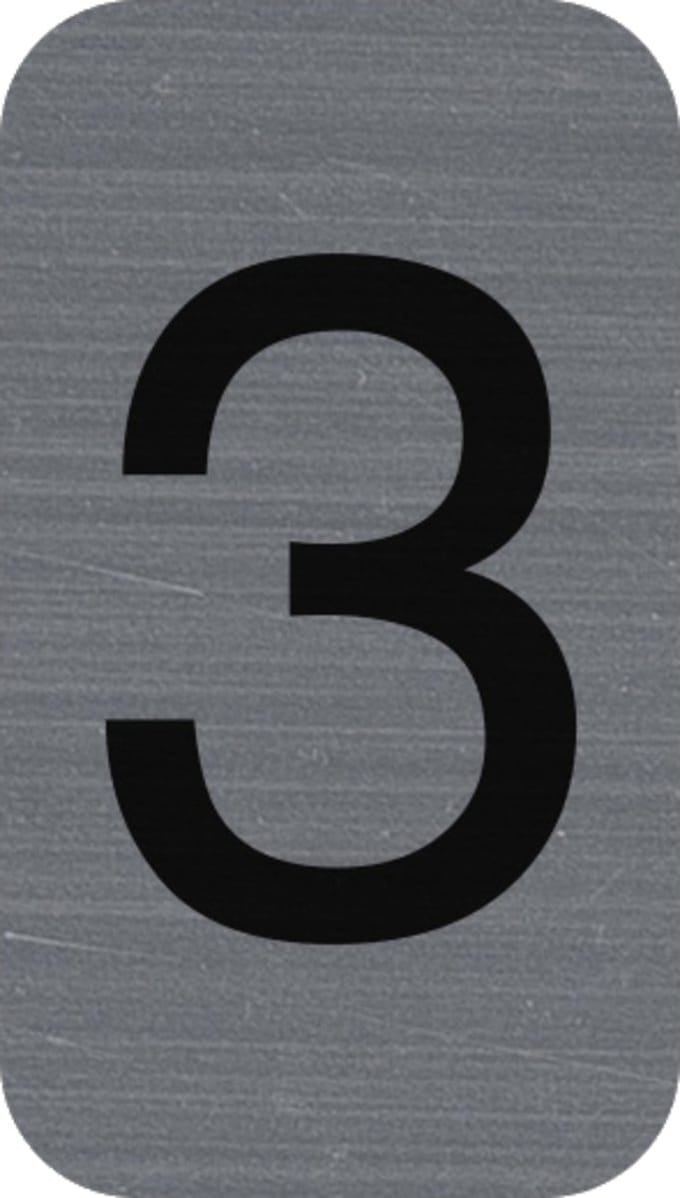 Exacompta Zelfklevend plaatje in imitatie aluminium Cijfer 3 - 2,5x4,4 cm - Grijs - 67183E