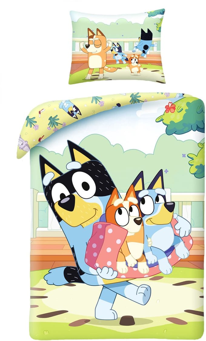 Bluey Dekbedovertrek Bandit, Bluey and Bingo 140 x 200 cm - katoen