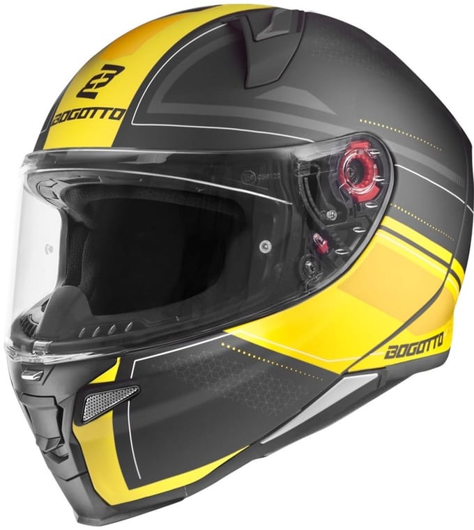 Bogotto FF110 Cinder Mat Zwart Geel Integraalhelm - Helm
