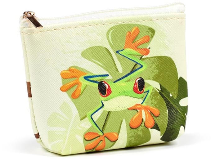Ritsportomonnee - Tropische Kikkers Multicolor - PVC - 11x8x3cm
