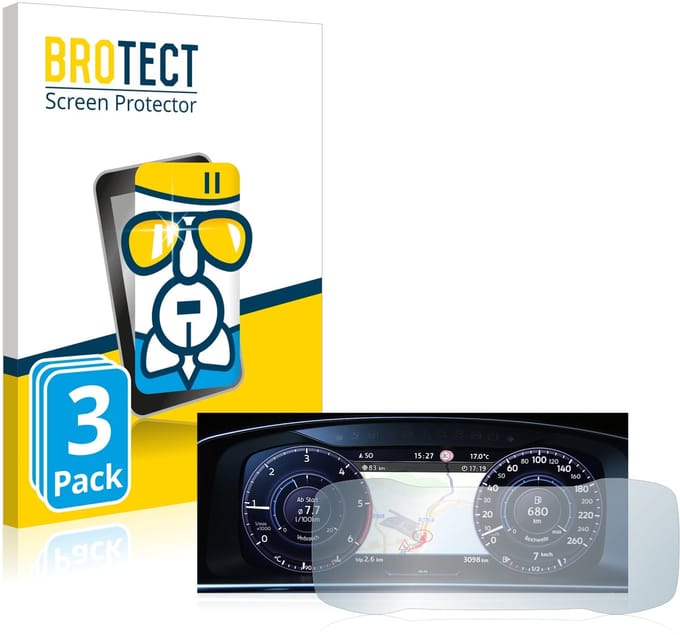 Screenprotector 3 Stuks voor Volkswagen Golf 7 Facelift (2016-2019) Active Info Display 12.3" Beschermglas transparant