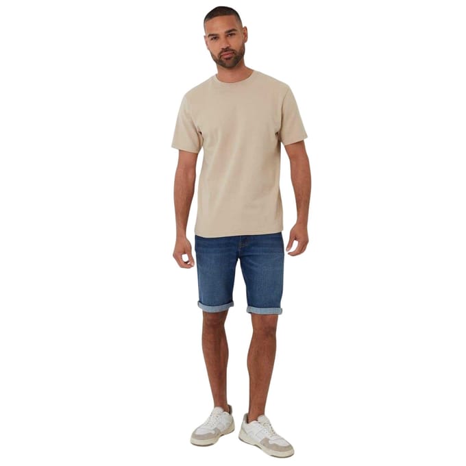 Threadbare Heren-T-shirt met ottoman-print (Steen)