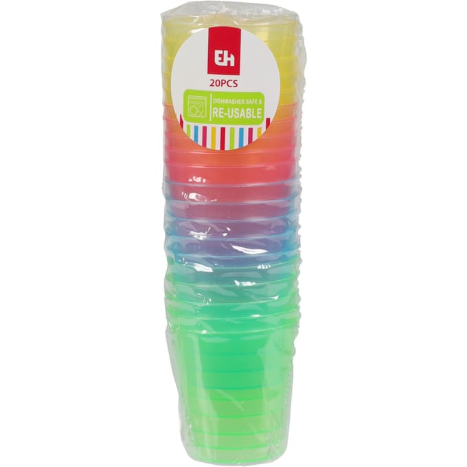 Excellent Houseware shotglas - 20x - kleuren - kunststof - 30 ml - herbruikbaar