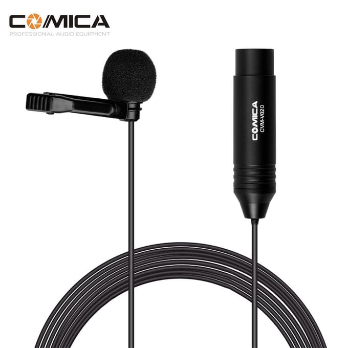 COMICA CVM-V02O Omnidirectionele Lavalier Reversmicrofoon Condensatormicrofoon XLR-stekker Ondersteunt 48V 1.8M zwart