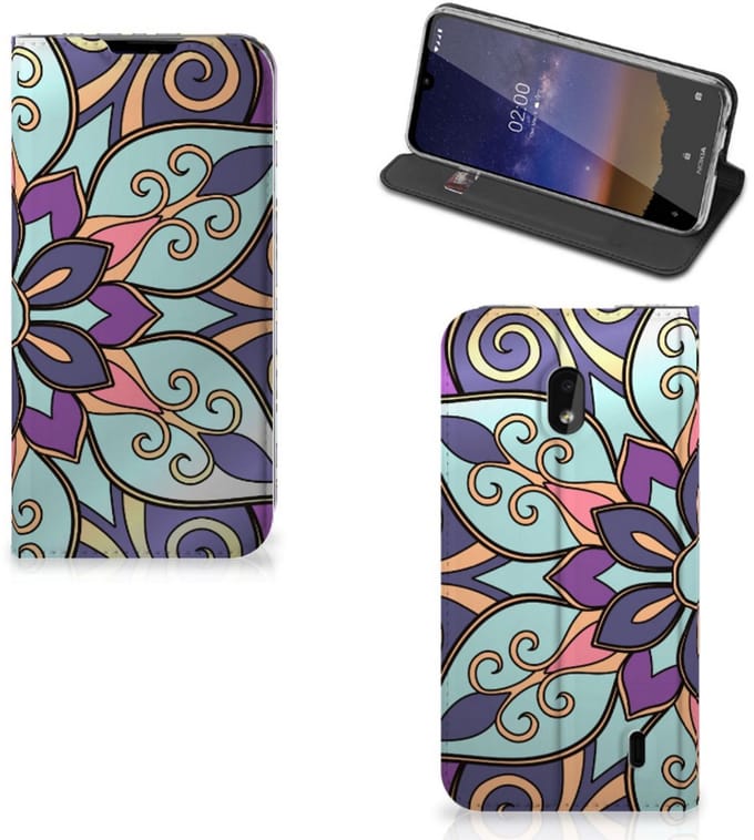Nokia 2.2 Smart Cover Purple Flower