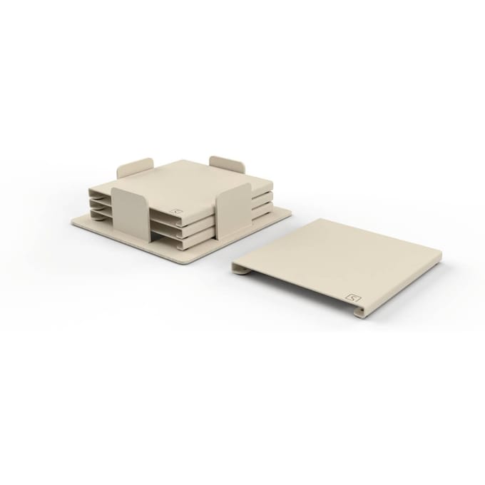 Onderzetters | Klein | Vierkant | Hittebestendig | Gepoedercoat | Metaal | Aluminium | 4 Pack | Parel Wit - Crème