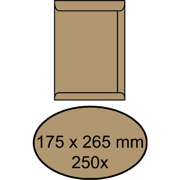 Envelop akte IEZZY 175x265mm zelfklevend 90gr bruin 250 stuks