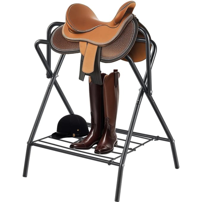 Porte-selle pliant Portable Autoportant Support de selle de cheval 132 lbs