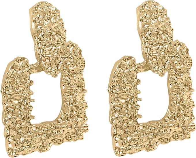 Margot Bardot Textured Oorbellen Square Gold