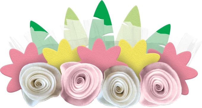 Amscan Bloemenhaarband Dames Vilt Roze/groen One-size 4 Stuks