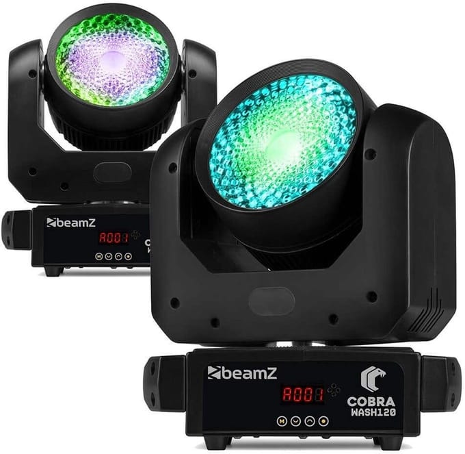 BeamZ Cobra Wash120 LED set van 2 wash moving heads met LED ring - 120W