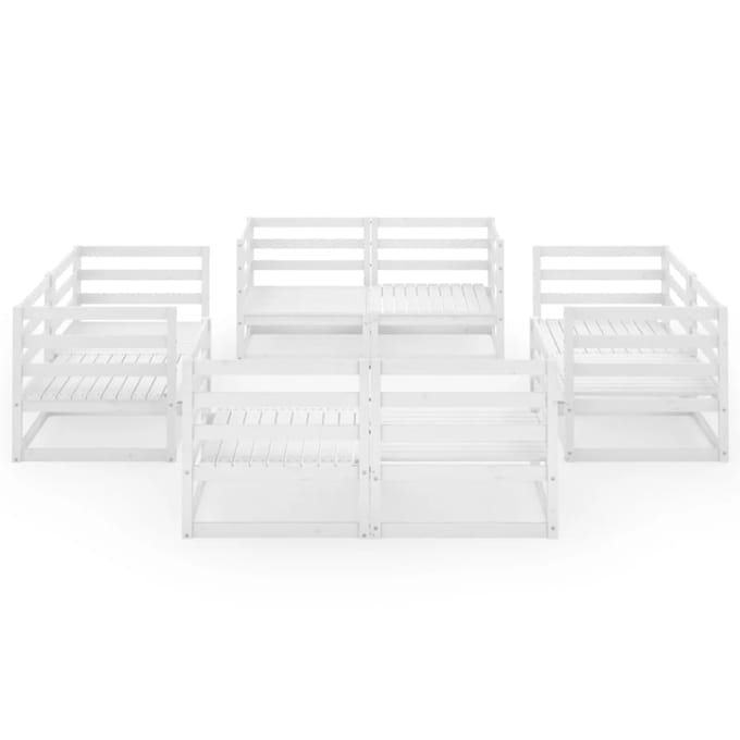 vidaXL - 8-delige - Loungeset - massief - grenenhout - wit