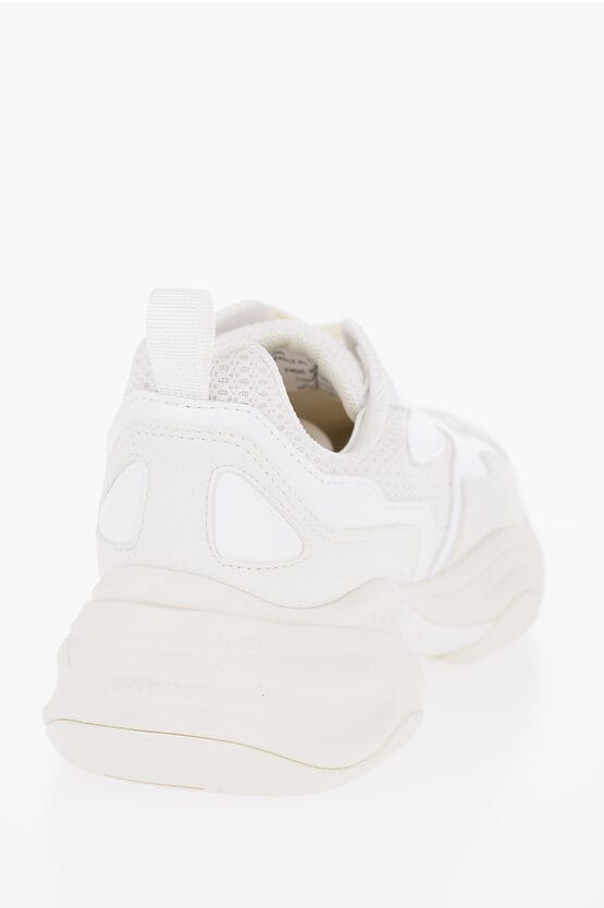 CROQUIS Mesh en Suède Effen Lage Sneakers in Wit