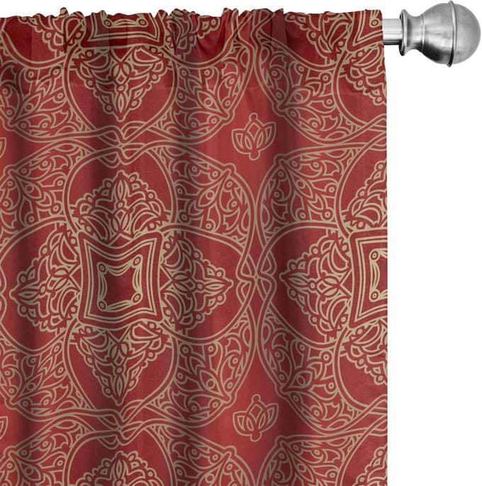 ABAKUHAUS – 2x75x225 cm Voorhangen – microvezel, halfschaduw, vermiljoen kamel & tan
