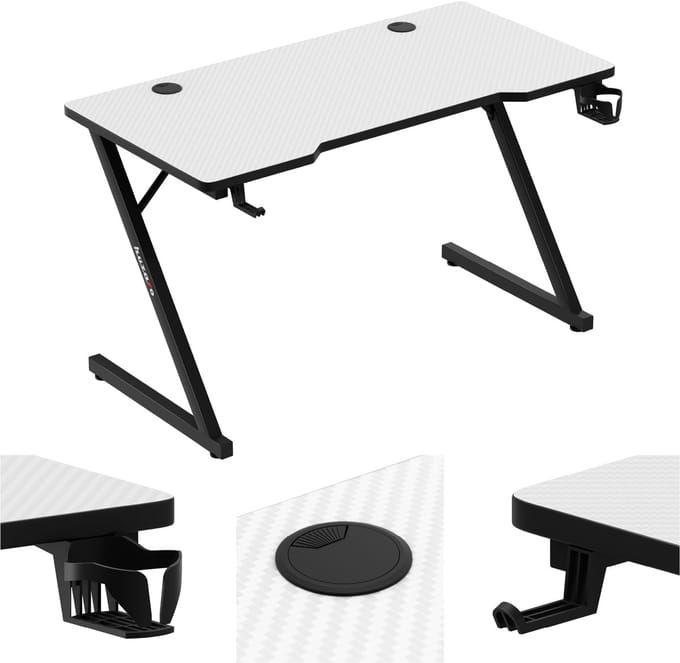 Huzaro Hero 2.5 Gaming Bureau - Ergonomisch Game Computerbureau - Modern Schrijftafel - Wit