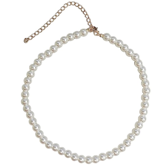 Fako Bijoux® - Parelketting - 8mm - Parelmoer - Acryl - Wit - Goudkleurig