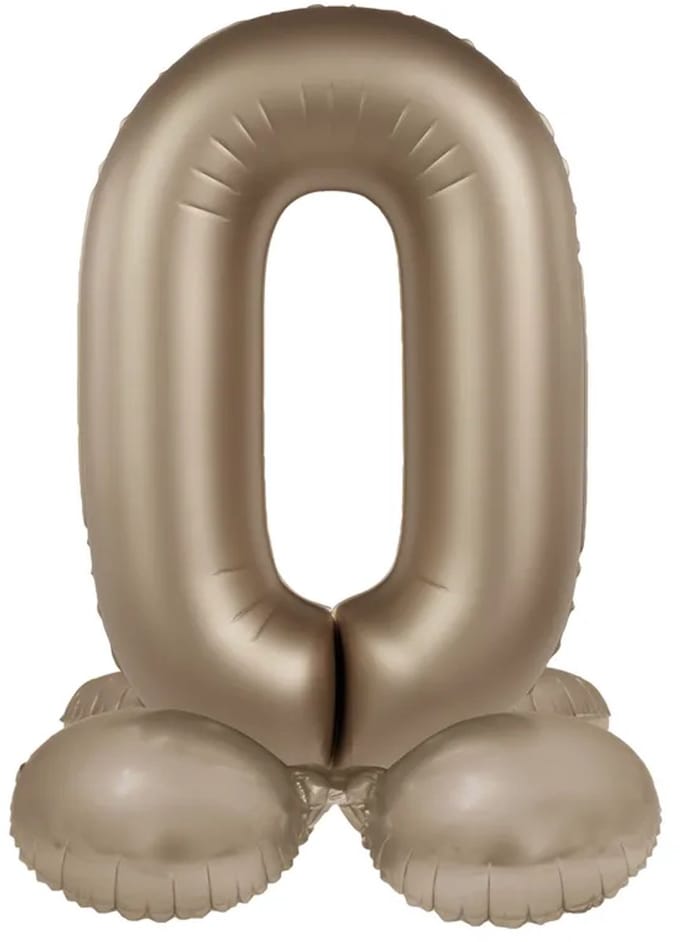 Staande Folieballon Cijfer 0 - Starlight Gold - Satin Gloss - 72 cm