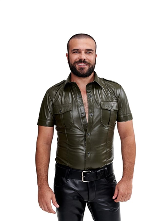 Mister b sheep leather police shirt green large