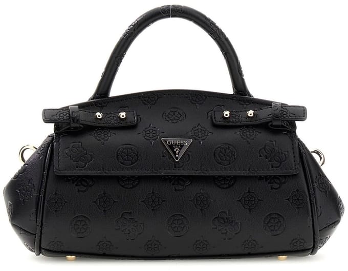 GUESS handtas schoudertas Diana Mini Top Handle Flap Black Logo zwart