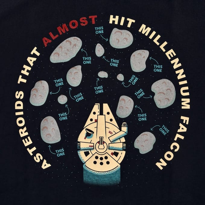 Star Wars - Navy Men's T-shirt - Asteroids that almost hit millenium falcon - S
