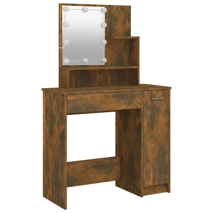 vidaXL - Kaptafel - met - LED-verlichting - 86,5x35x136 - cm - gerookt - eikenkleur