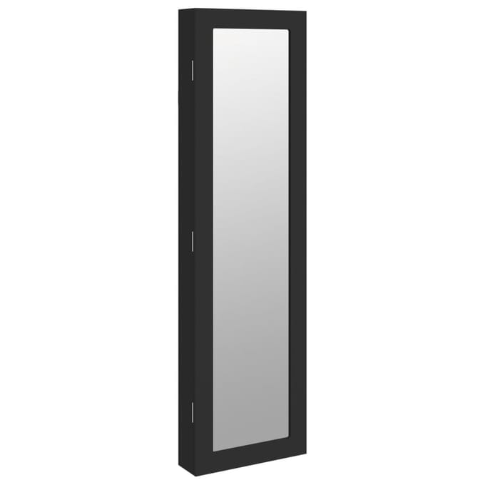 vidaXL - Sieradenkast - met - spiegel - wandgemonteerd - 30x8,5x106 - cm - zwart