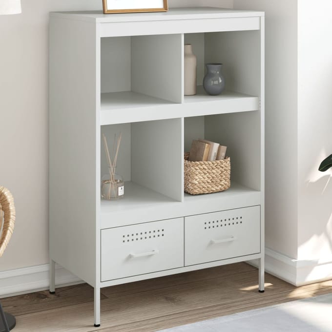 vidaXL - Hoge - kast - 68x39x101,5 - cm - staal - wit