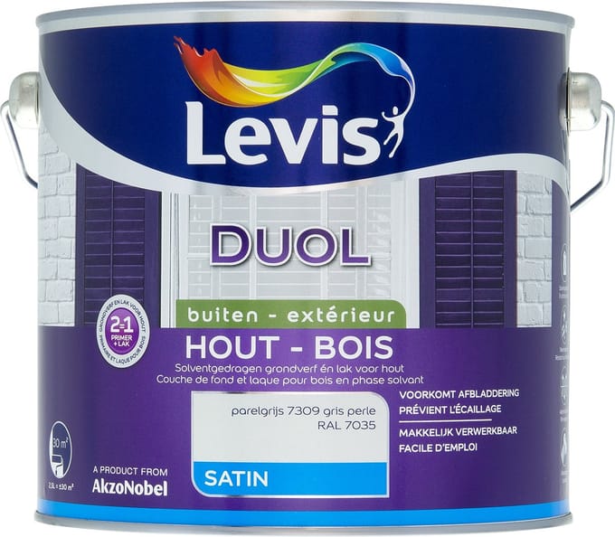 Levis - Duol Hout Buiten Satin - Parelgrijs - 2,5 L