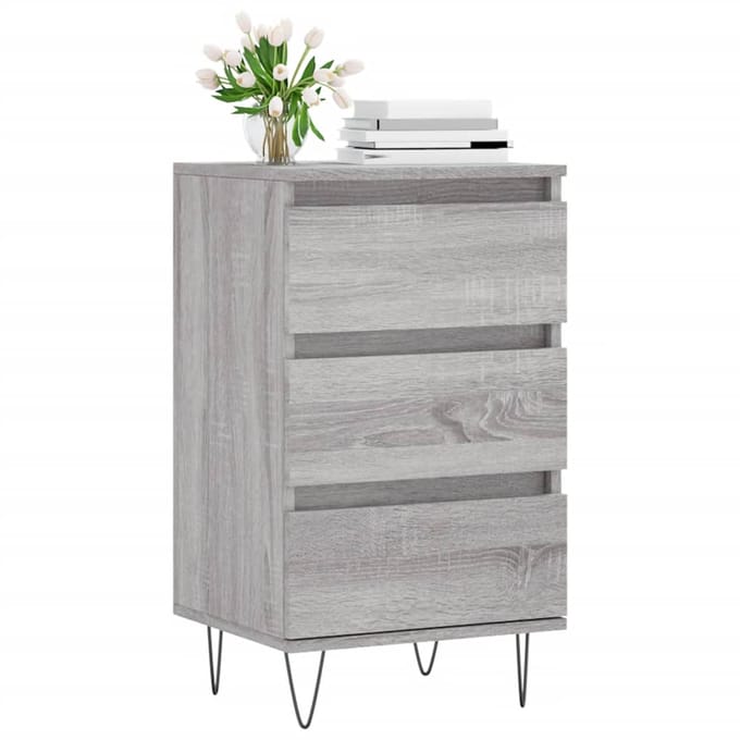 vidaXL - Dressoir - 40x35x70 - cm - bewerkt - hout - grijs - sonoma