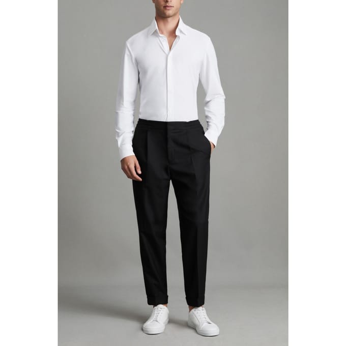 Reiss Pleated Relaxed Trouser Black Größe: 42 | Maßgeschneiderte Hosen Outlet | Herren | Schwarz