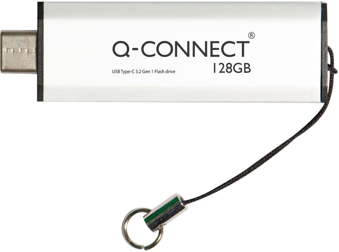 Q-CONNECT USB-C stick 3.2 Gen1, zilver, 128 GB