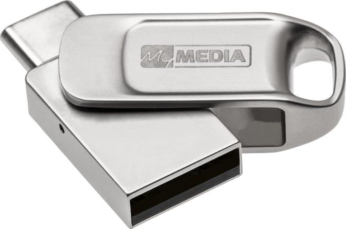 MyMEDIA My Dual USB 2.0 /USB C Drive USB-stick 64 GB Zilver 69267 USB-A 2.0, USB-C