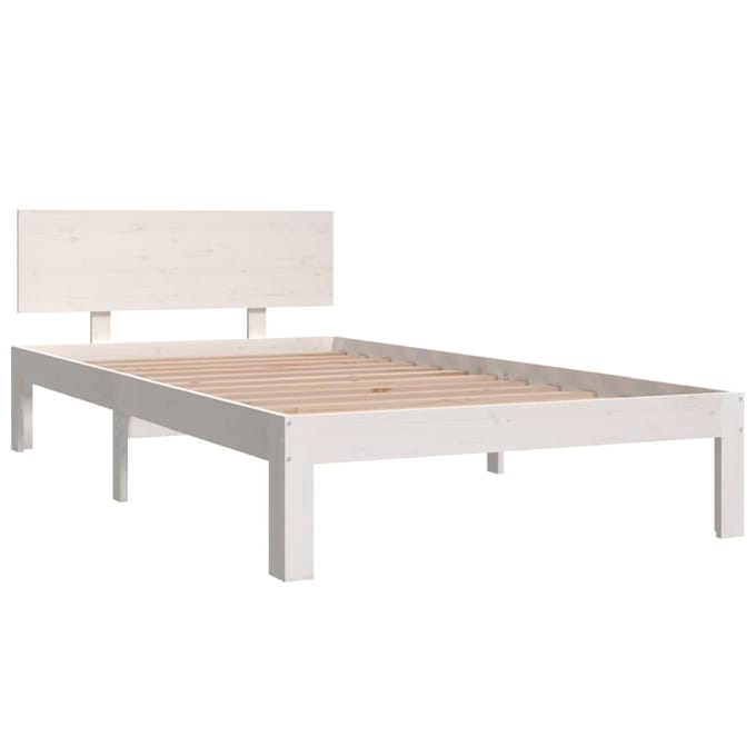 vidaXL - Bedframe - massief - grenenhout - wit - 100x200 - cm