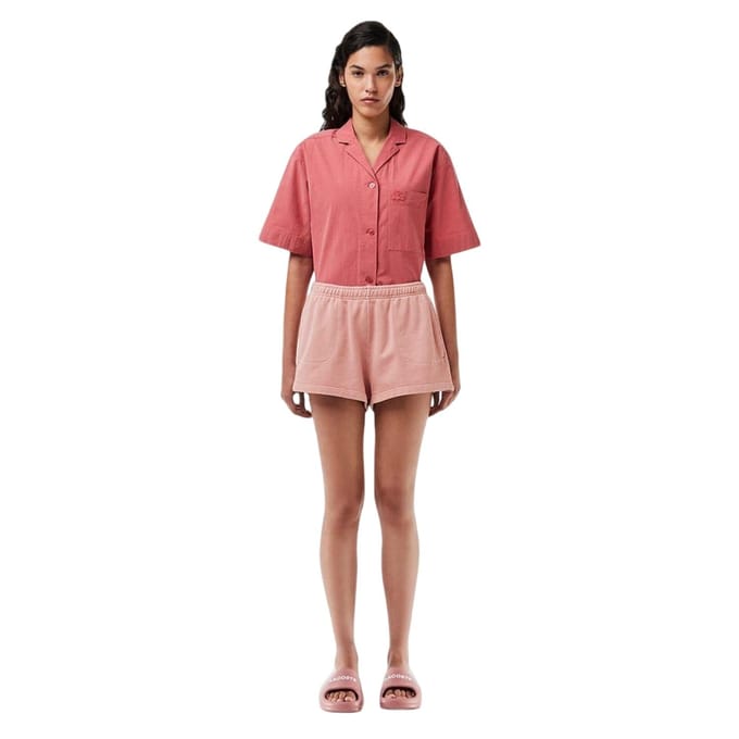 Lacoste Dames/Dames Elastische Taille Los Fit Sweat Shorts (Roze)
