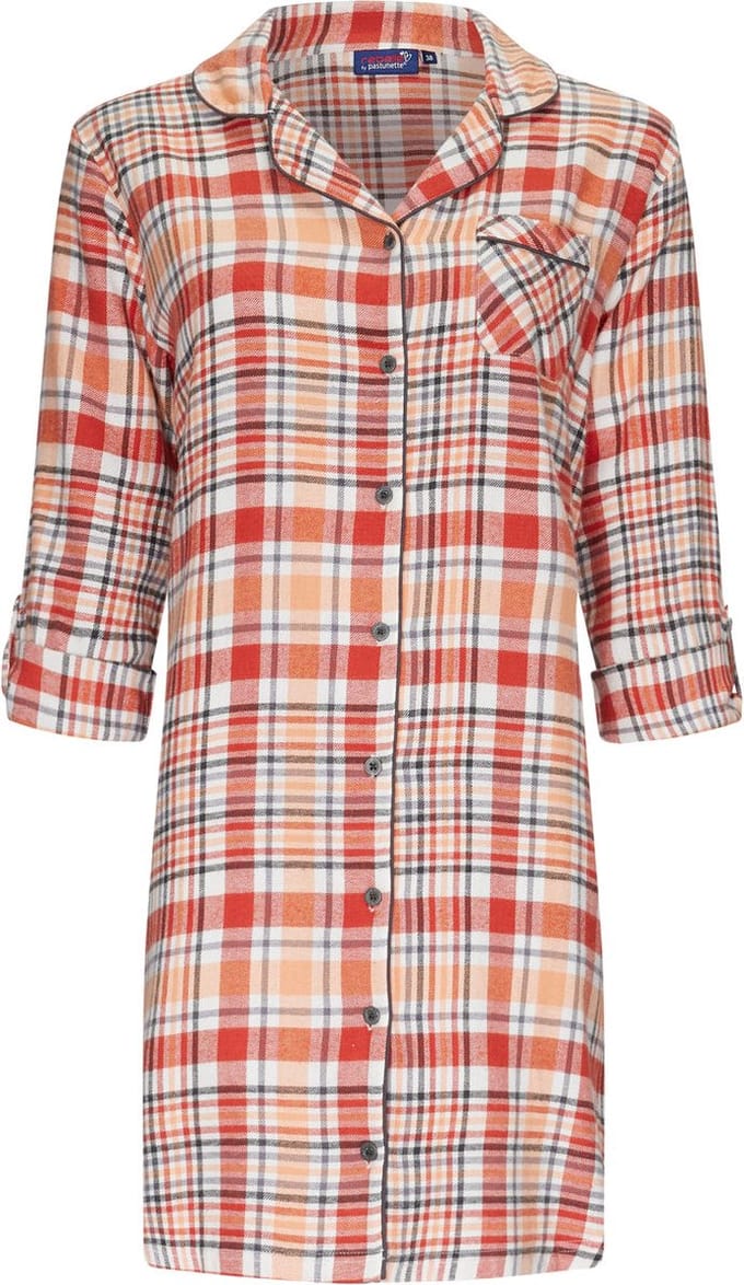 Doorknoop nachthemd roze geruit Suzanne - Roze - Maat - 36