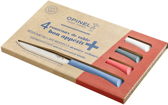 Opinel N°125 Bon Appétit+ Primo Tafelmessenset - 4-delig - Multicolor - Microkarteling - RVS - Steakmes