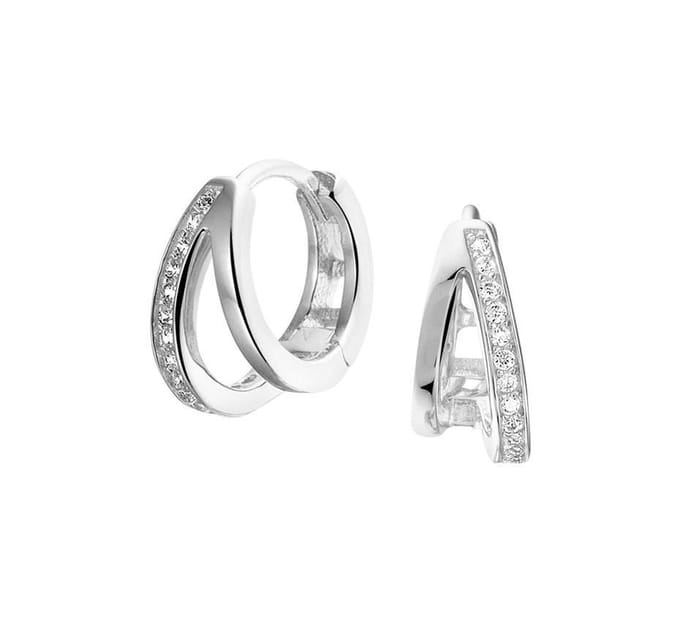 Zilver Gerhodineerd Klapoorringen Zirkonia 1332711